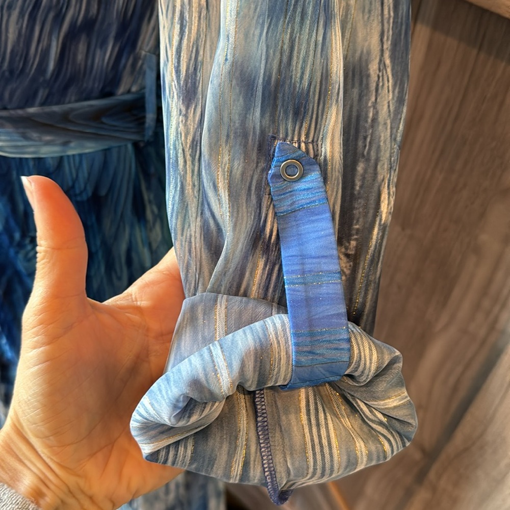 Gorgeous flowy vivid blue Tahari midi dress with pockets - Like new XS - Picture 4 of 15